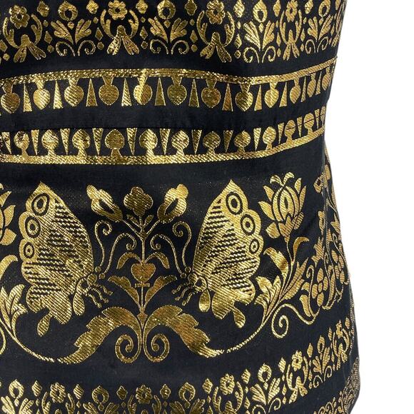 Ralph Lauren Black Label Silk Blend Black & Gold Strapless Top Size 6 Vintage - Picture 10 of 16